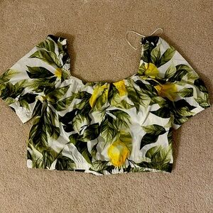 H&M lemon print off-the-shoulder top: size Medium
